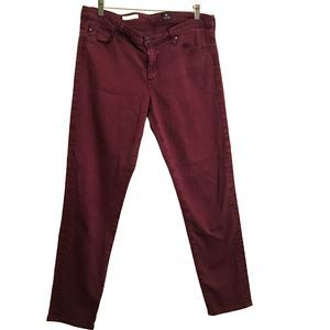 AG Adriano Goldschmied The Stevie Ankle Wine Red Pants Size 32R made in US